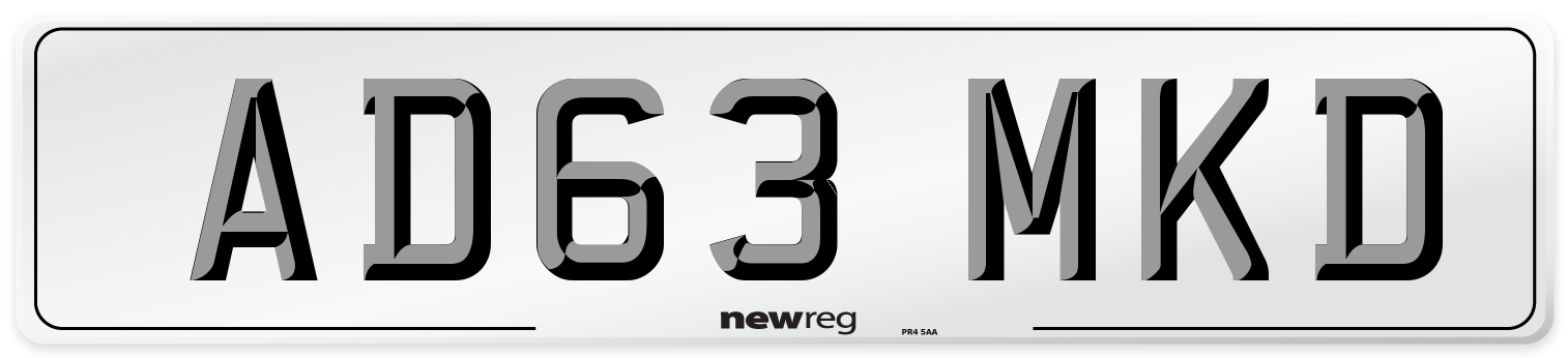 AD63 MKD Number Plate from New Reg